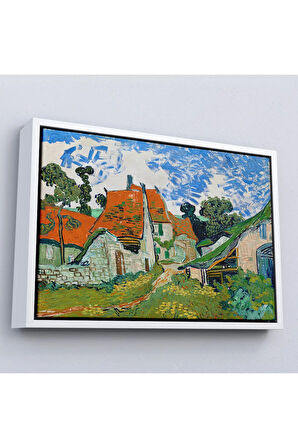 Ahşap Çerçeveli Vincent Willem Van Gogh - Auvers-Sur-Oise'Daki Sokak Tablosu-7159