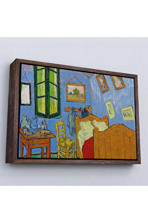Ahşap Çerçeveli Vincent Van Gogh - Arles'Ta Yatak Odası Tablosu - Bedroom İn Arles-7160