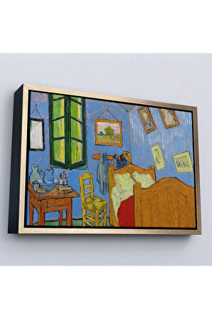 Ahşap Çerçeveli Vincent Van Gogh - Arles'Ta Yatak Odası Tablosu - Bedroom İn Arles-7160
