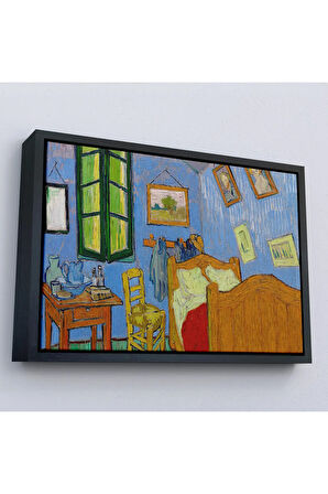 Ahşap Çerçeveli Vincent Van Gogh - Arles'Ta Yatak Odası Tablosu - Bedroom İn Arles-7160