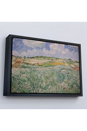 Ahşap Çerçeveli Vincent Van Gogh - Auvers Yakınlarındaki Ova Tablosu - Plain Near Auvers-7162