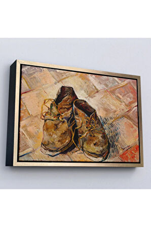 Ahşap Çerçeveli Vincent Van Gogh - Ayakkabılar Tablo - Shoes-7165