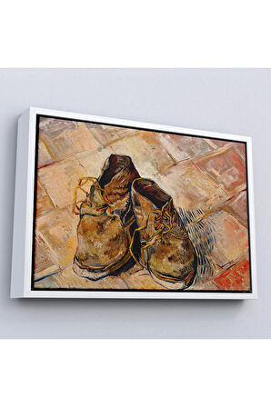 Ahşap Çerçeveli Vincent Van Gogh - Ayakkabılar Tablo - Shoes-7165