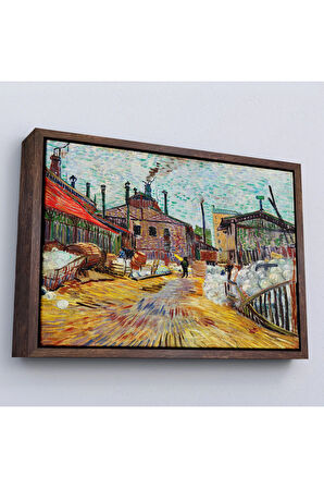 Ahşap Çerçeveli Vincent Van Gogh - Asnieres Deki Fabrika Tablo - The Factory At Asnieres-7166
