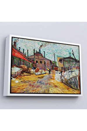 Ahşap Çerçeveli Vincent Van Gogh - Asnieres Deki Fabrika Tablo - The Factory At Asnieres-7166
