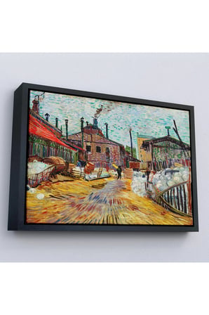 Ahşap Çerçeveli Vincent Van Gogh - Asnieres Deki Fabrika Tablo - The Factory At Asnieres-7166