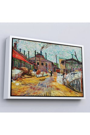 Ahşap Çerçeveli Vincent Van Gogh - Asnieres Deki Fabrika Tablo - The Factory At Asnieres-7166