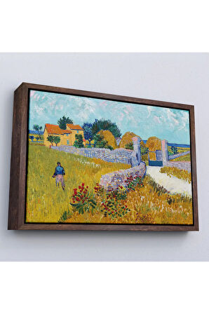 Ahşap Çerçeveli Vincent Van Gogh Provence’De Çiftlik Evi Tablo-7168