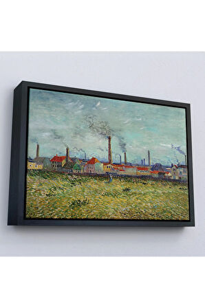 Ahşap Çerçeveli Vincent Van Gogh Clichy'Deki Fabrikalar Tablo - Factories At Clichy-7170