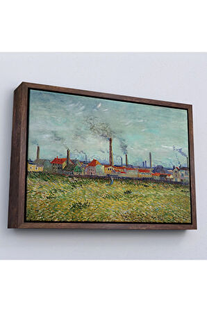 Ahşap Çerçeveli Vincent Van Gogh Clichy'Deki Fabrikalar Tablo - Factories At Clichy-7170