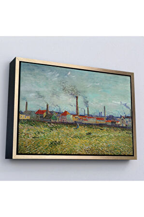 Ahşap Çerçeveli Vincent Van Gogh Clichy'Deki Fabrikalar Tablo - Factories At Clichy-7170