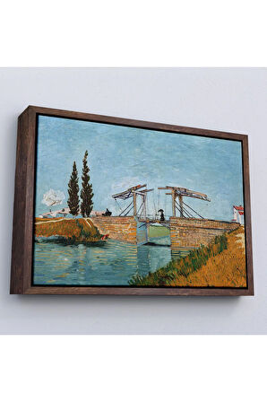 Ahşap Çerçeveli Vincent Van Gogh Arles'Taki Langlois Köprüsü Tablo - Langlois Bridge At Arles-7171