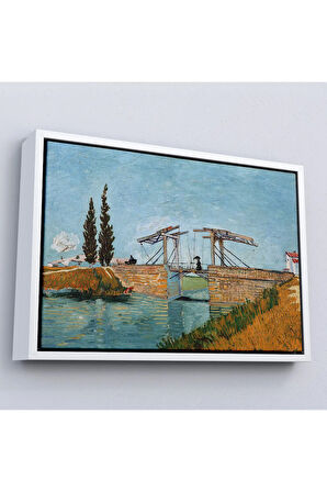 Ahşap Çerçeveli Vincent Van Gogh Arles'Taki Langlois Köprüsü Tablo - Langlois Bridge At Arles-7171