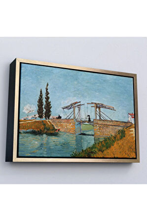 Ahşap Çerçeveli Vincent Van Gogh Arles'Taki Langlois Köprüsü Tablo - Langlois Bridge At Arles-7171