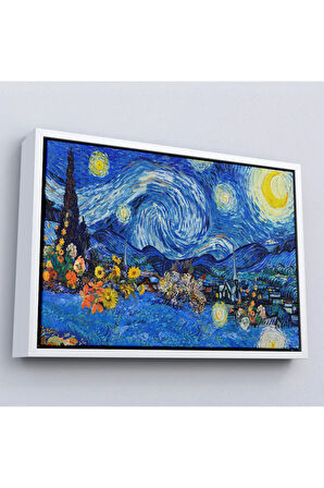 Ahşap Çerçeveli Vincent Van Gogh - Yıldızlı Geceler Tablo - Starry Night-7172