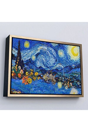 Ahşap Çerçeveli Vincent Van Gogh - Yıldızlı Geceler Tablo - Starry Night-7172