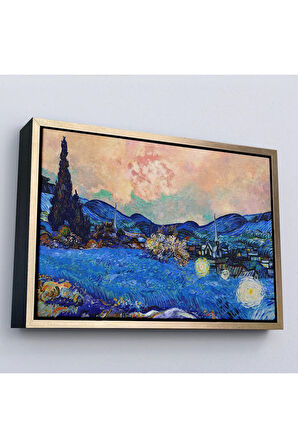 Ahşap Çerçeveli Vincent Van Gogh - Yeniden Düzenlenen Manzara Tablo-7175