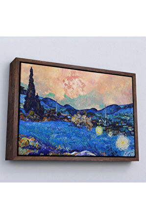 Ahşap Çerçeveli Vincent Van Gogh - Yeniden Düzenlenen Manzara Tablo-7175