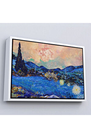 Ahşap Çerçeveli Vincent Van Gogh - Yeniden Düzenlenen Manzara Tablo-7175