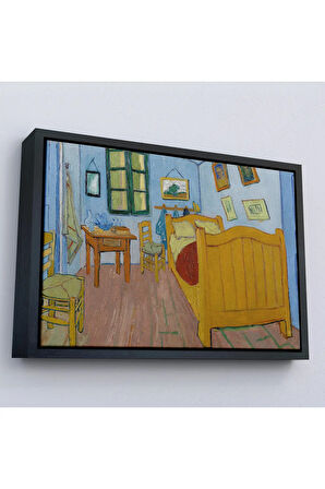 Ahşap Çerçeveli Vincent Van Gogh - Arles'Ta Yatak Odası Tablosu - Bedroom İn Arles-7179