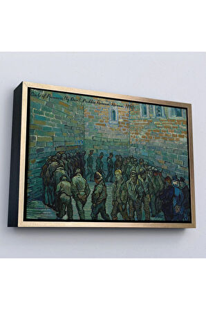 Ahşap Çerçeveli Vincent Van Gogh Tutuklular Çemberi Tablo - Prisoners' Round-7180