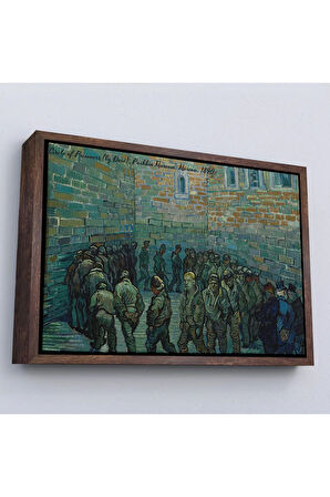 Ahşap Çerçeveli Vincent Van Gogh Tutuklular Çemberi Tablo - Prisoners' Round-7180
