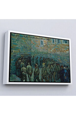 Ahşap Çerçeveli Vincent Van Gogh Tutuklular Çemberi Tablo - Prisoners' Round-7180