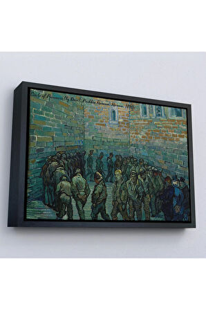 Ahşap Çerçeveli Vincent Van Gogh Tutuklular Çemberi Tablo - Prisoners' Round-7180
