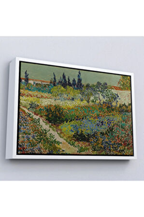 Ahşap Çerçeveli Vincent Van Gogh - Çiçek Bahçesi Tablo - Flowering Garden With Path-7182