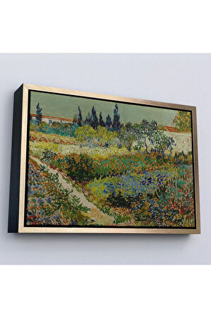 Ahşap Çerçeveli Vincent Van Gogh - Çiçek Bahçesi Tablo - Flowering Garden With Path-7182