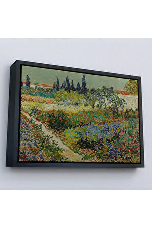 Ahşap Çerçeveli Vincent Van Gogh - Çiçek Bahçesi Tablo - Flowering Garden With Path-7182