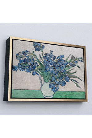 Ahşap Çerçeveli Vincent Van Gogh - Süsen Çiçeği Tablo - Irises-7183