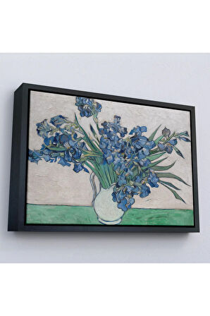 Ahşap Çerçeveli Vincent Van Gogh - Süsen Çiçeği Tablo - Irises-7183