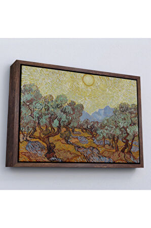 Ahşap Çerçeveli Vincent Willem Van Gogh - Zeytin Ağaçları Tablosu - Olive Trees-7184