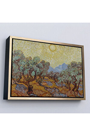 Ahşap Çerçeveli Vincent Willem Van Gogh - Zeytin Ağaçları Tablosu - Olive Trees-7184