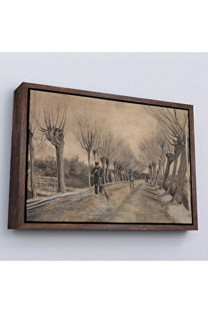 Ahşap Çerçeveli Vincent Van Gogh - Etten'De Yol Tablosu - Road İn Etten-7186