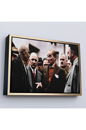 Ahşap Çerçeveli Muatafa Kemal Atatürk Yurttaş İle Konuma Tablosu-7193
