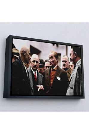 Ahşap Çerçeveli Muatafa Kemal Atatürk Yurttaş İle Konuma Tablosu-7193