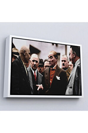 Ahşap Çerçeveli Muatafa Kemal Atatürk Yurttaş İle Konuma Tablosu-7193