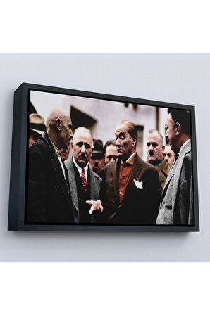 Ahşap Çerçeveli Muatafa Kemal Atatürk Yurttaş İle Konuma Tablosu-7193
