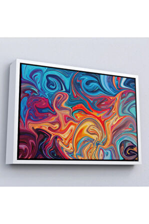Ahşap Çerçeveli Renkli Mermer Desenli Tablo-7204