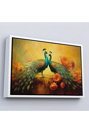 Ahşap Çerçeveli Tavus Kuşları Tablosu-7206