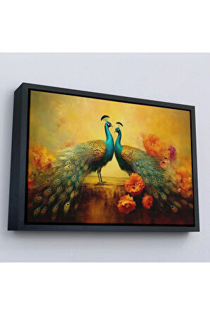 Ahşap Çerçeveli Tavus Kuşları Tablosu-7206