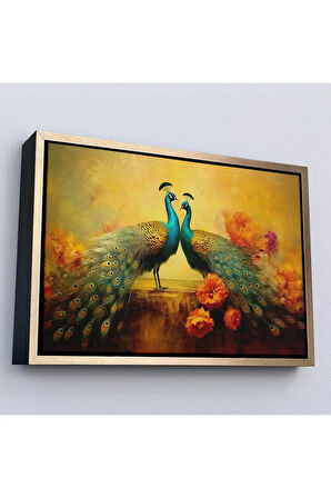 Ahşap Çerçeveli Tavus Kuşları Tablosu-7206