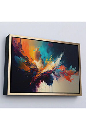 Ahşap Çerçeveli Soyut Renkli Mürekkep Tablosu-7207