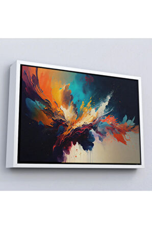 Ahşap Çerçeveli Soyut Renkli Mürekkep Tablosu-7207