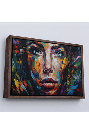 Ahşap Çerçeveli Soyut Renkli Kadın Tablosu-7208