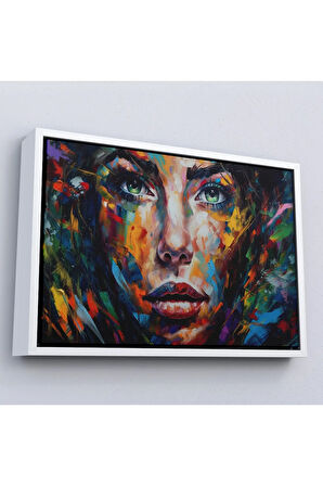 Ahşap Çerçeveli Soyut Renkli Kadın Tablosu-7208