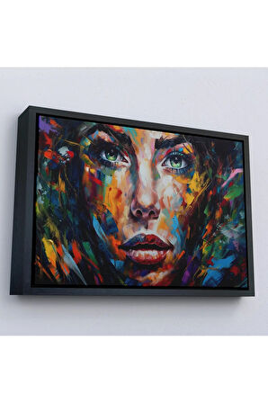 Ahşap Çerçeveli Soyut Renkli Kadın Tablosu-7208