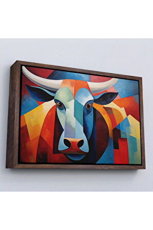 Ahşap Çerçeveli Soyut Boğa Tablosu-7209